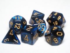 Scarab Royal Blue / Gold 7 Dice Set - CHX 27427